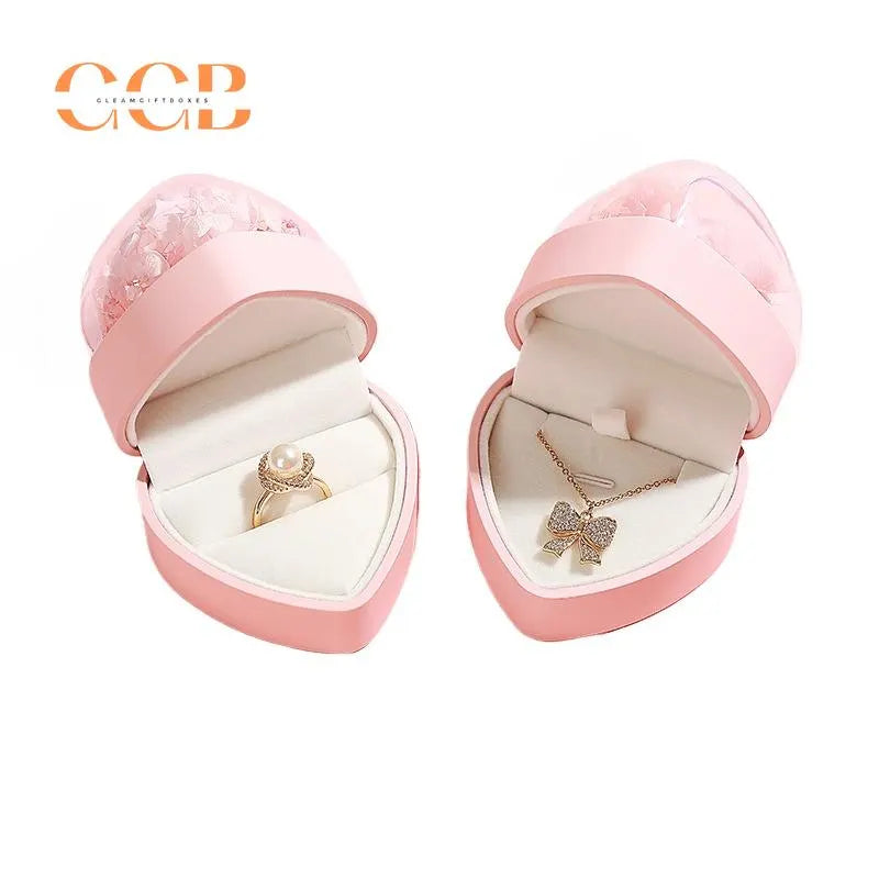 Blue Rose Flower Heart Ring Or Pendant Box