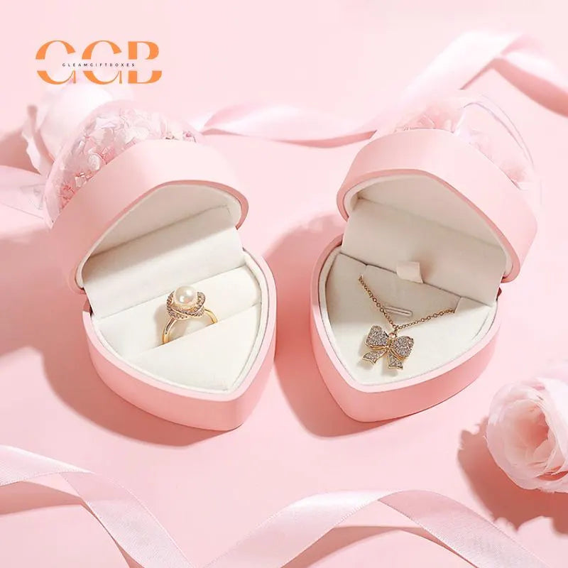 Blue Rose Flower Heart Ring Or Pendant Box