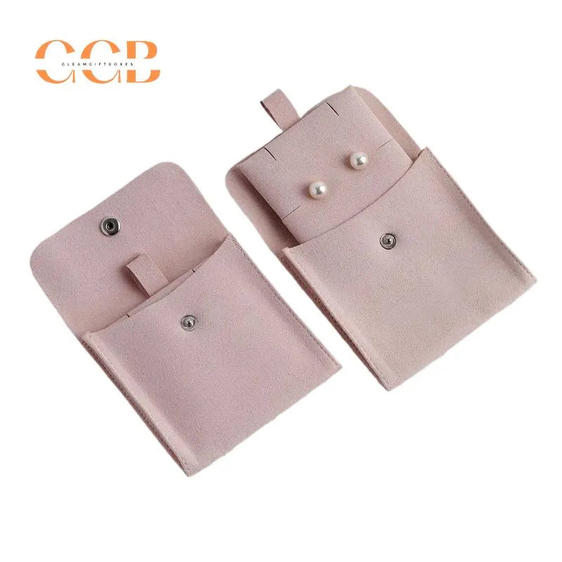 10pcs Pink Microfiber Jewelry Pouches with Insert