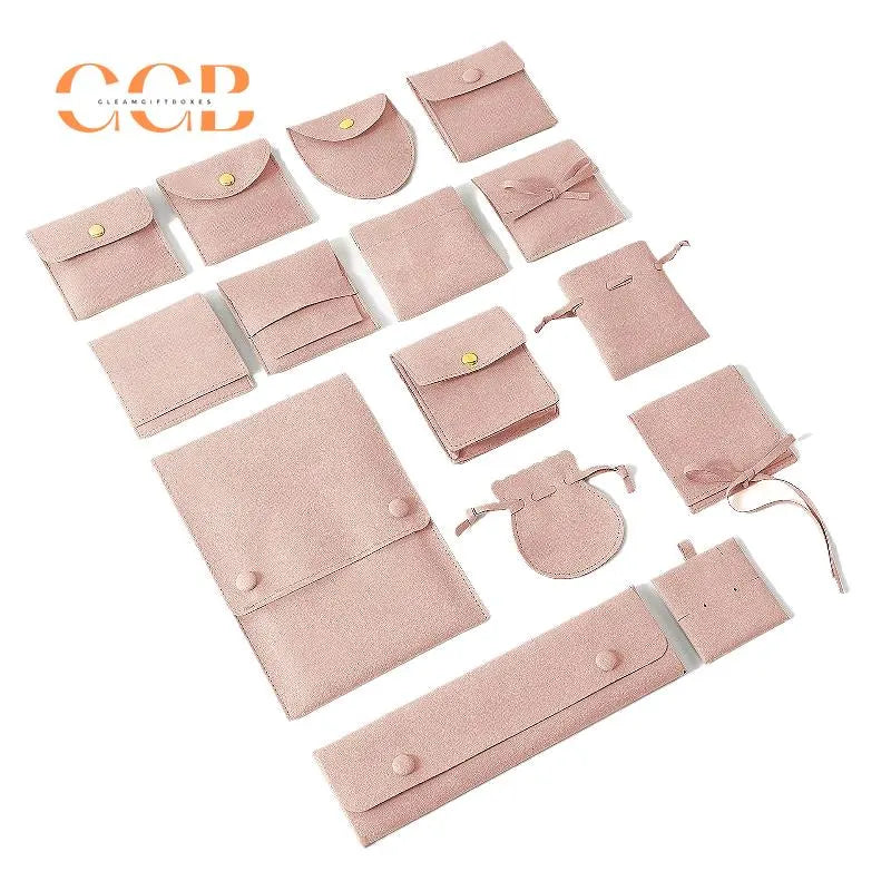 10pcs Pink Microfiber Jewelry Pouches with Insert