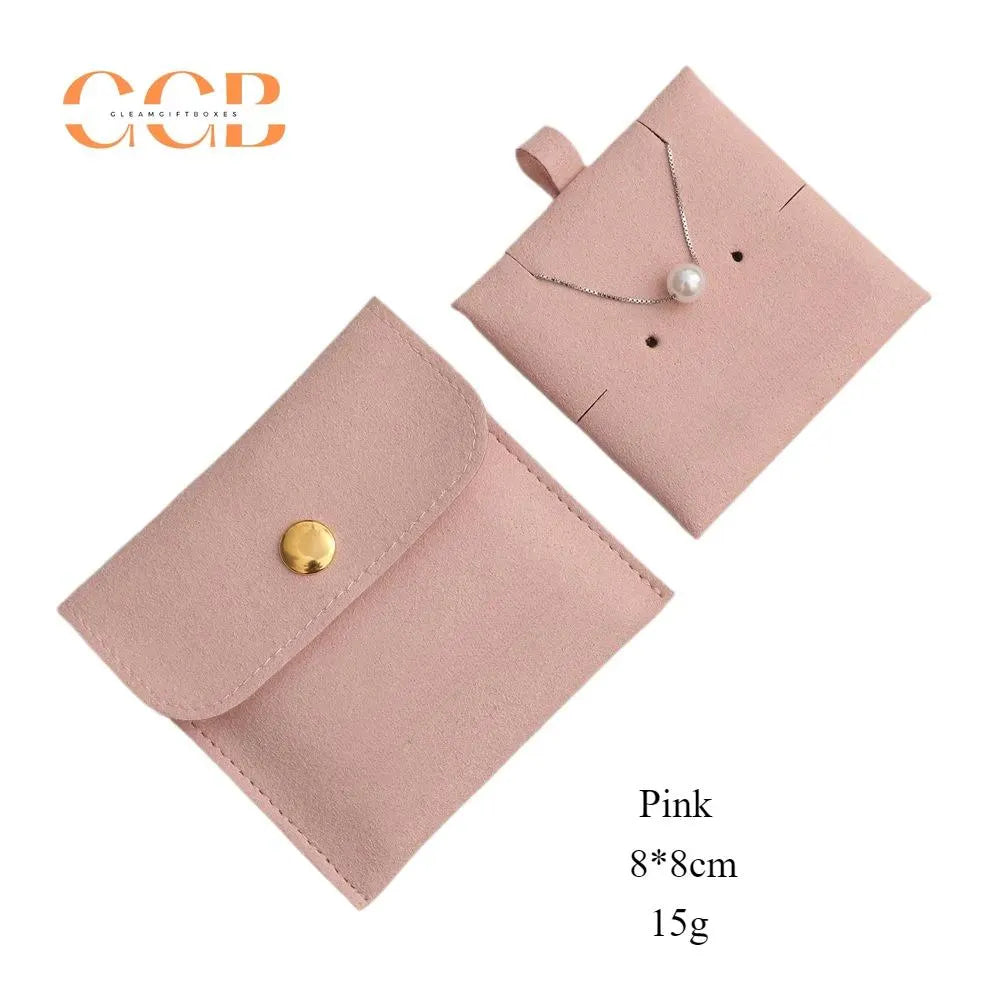 10pcs Pink Microfiber Jewelry Pouches with Insert