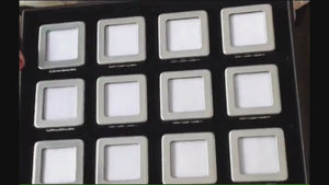 Square Metal Gemstone Display Tray with Glass Top Storage Boxes