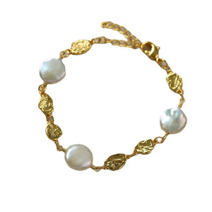 Gold Coin Baroque Pearl Bracelet