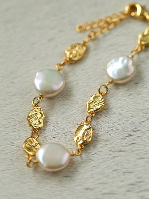 Gold Coin Baroque Pearl Bracelet