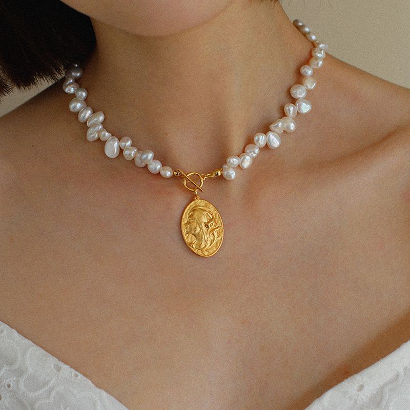 Petal Baroque Pearl Gold Coin Necklace