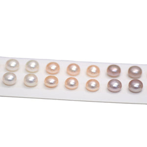 5A 5-10mm 10 pairs mixed colour button pearl half drilled